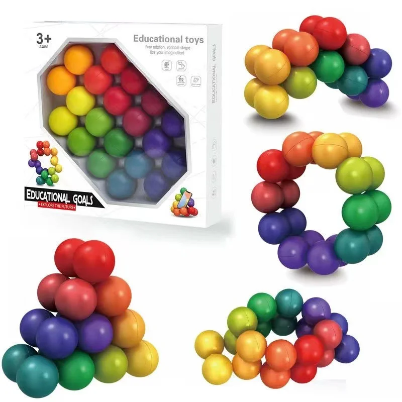 

Hot Selling Kids Early Educational Colorful Ball Toy 3D Puzzle Assembly DIY Game Children Creativity Educational toy