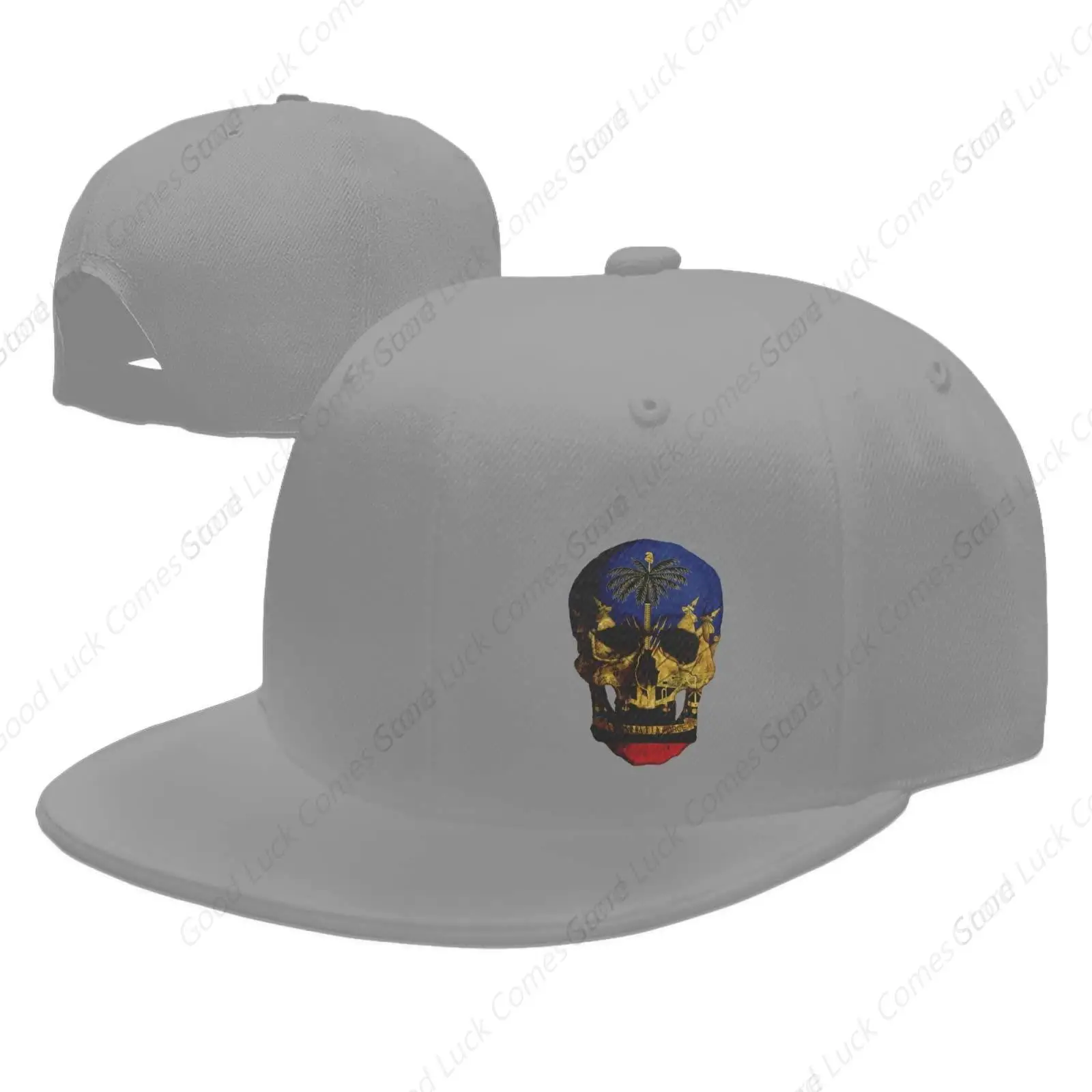 Haitian Flag Haitian Skull Flat Bill Baseball Cap Snapback Hats for Men & Women