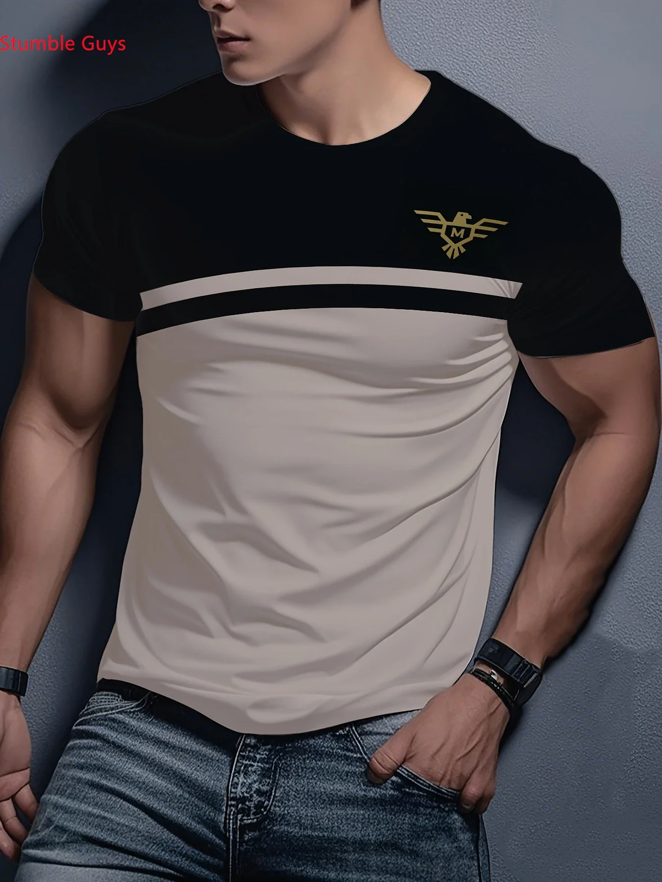 Sommerliches bedrucktes Herren-Kurzarm-T-Shirt im urbanen Stil – modisch, lässig, atmungsaktiv, schnelltrocknend