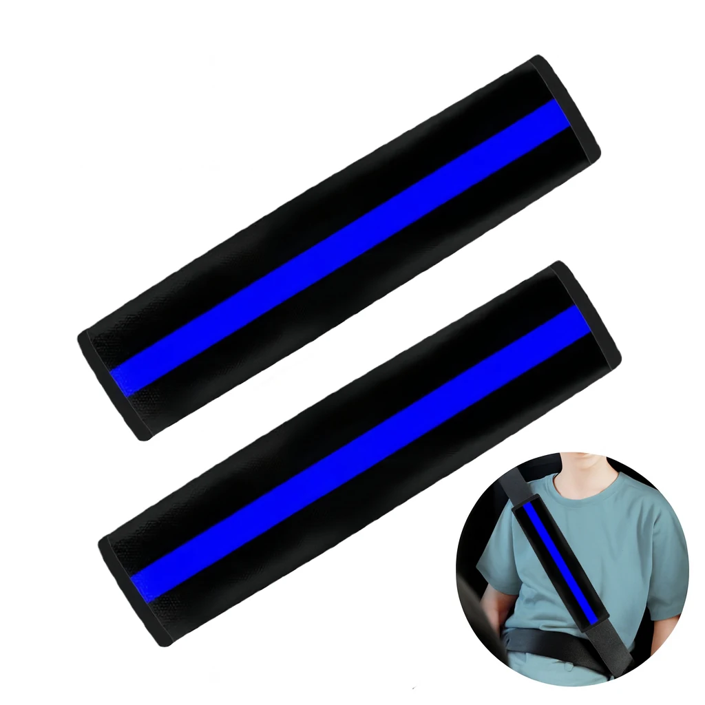 

2 шт., подушечки для автомобильных ремней безопасности синей линии США, удобные и поддерживающие для автомобиля, грузовика, внедорожника, демонстрируйте свою национальную гордость