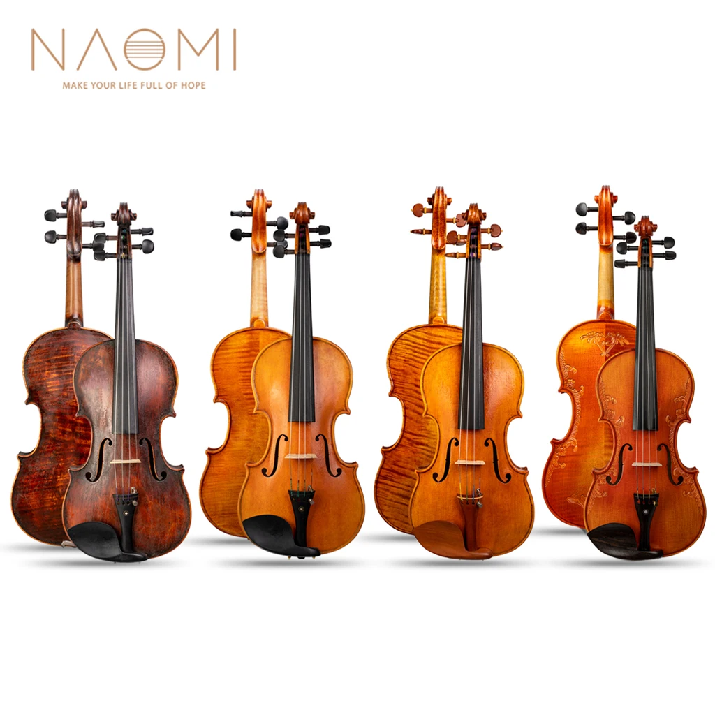 NAOMI Professional Handmade Violin Set 4/4 European Wood Top Spruce Back Flamed Maple Vintage Stradivarius Violin With Case