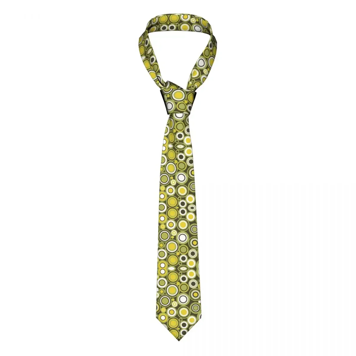 

Formal Green Yellow And White Circle Retro Neck Ties for Party Customized Mens Geometric Colorful Necktie