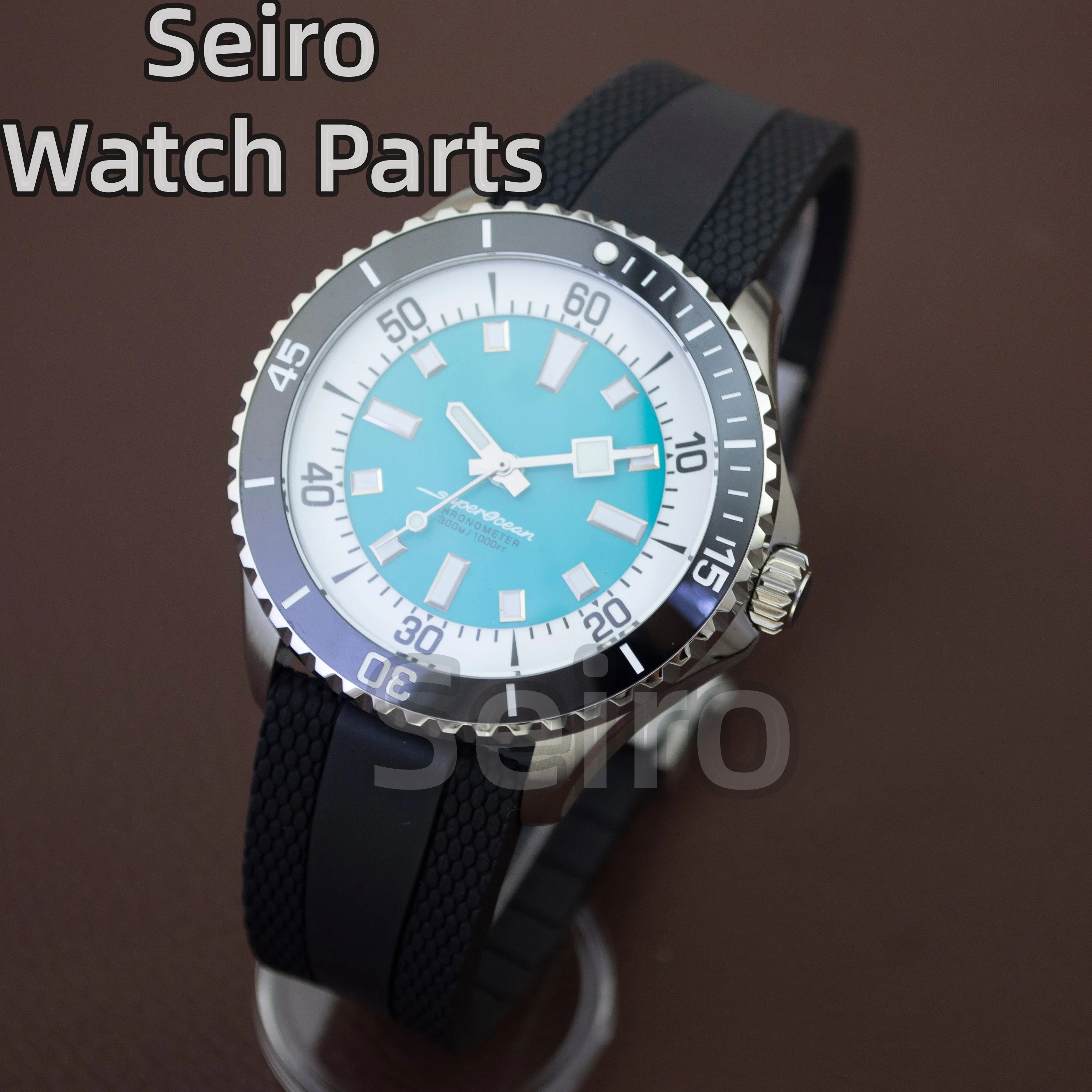 

for Superocean NH35 Case Dial Hands Rubber Strap 200m Waterproof Dive Watch Men Case NH35 NH36 Automatic Movement Accessories