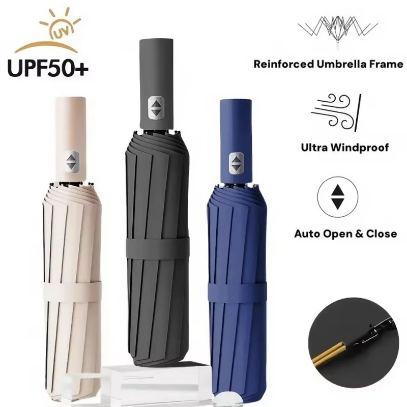 

Men's & Women's Umbrella 24-Bone Reinforced, Automatic Folding, Wind-resistant & Durable, with Anti-UV Sunscreen for Sunny Days