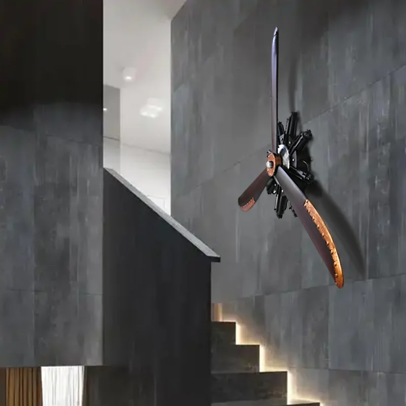 الحديد المطاوع الرياح الصناعية قلادة محرك الطائرات نموذج المروحة جدار بار مطعم غربي الديكور زخرفة الجدار شنقا