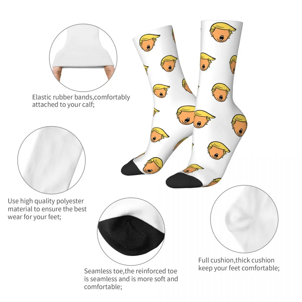 New Male Men Socks Harajuku Donald Trump Cartoon Sock Polyester Sport Women's Socks Spring Summer Autumn Winter