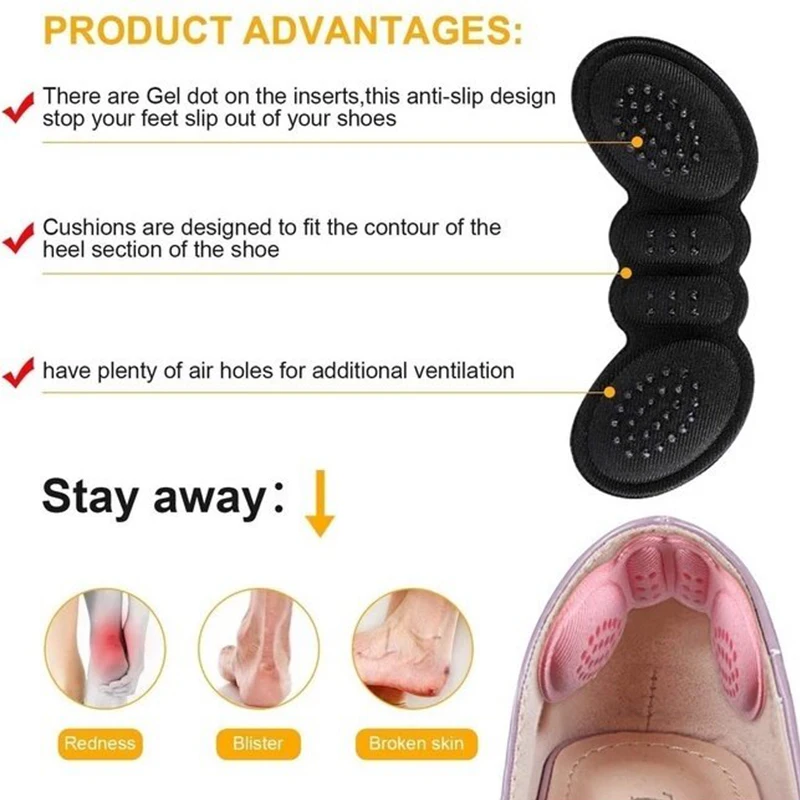 4pcs/lot Butterfly Shaped Soft Cotton Insoles for High Heel Sports Shoes Universal Foot Care Anti Keep Abreast Heel Pads 9.5x4cm