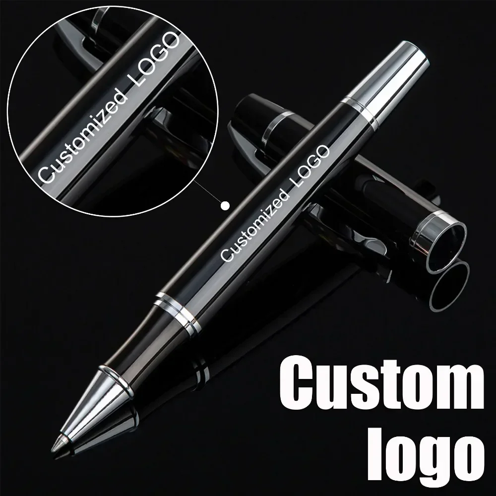 

New Custom Logo Black Metal Ballpoint Pen 0.5 High-end Business Writing Office Advertising Signature Pen