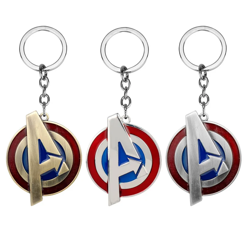 Miniso Anime Marvel Letter A Captain America Metal Car Keychain Men Women Bag Pendant Keyring Key Holder Birthday Gift