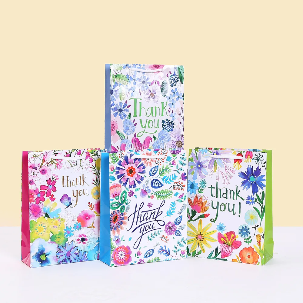 

12 шт., бумажные сумки-тоут с цветочным принтом, подарочные пакеты для вечеринок, бутик, касса, свадьба, день рождения