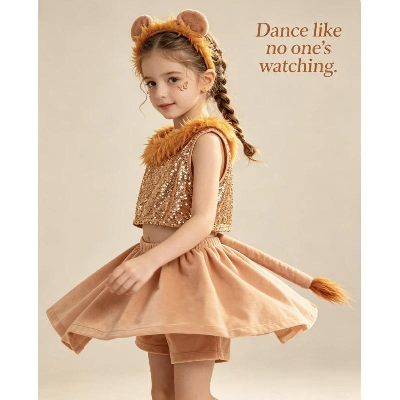 Lion Animal Kid Shorts Set High Performance Outfit Children Day Stage Carnival Role Play Cross Border Party Dress Up Casual Wear