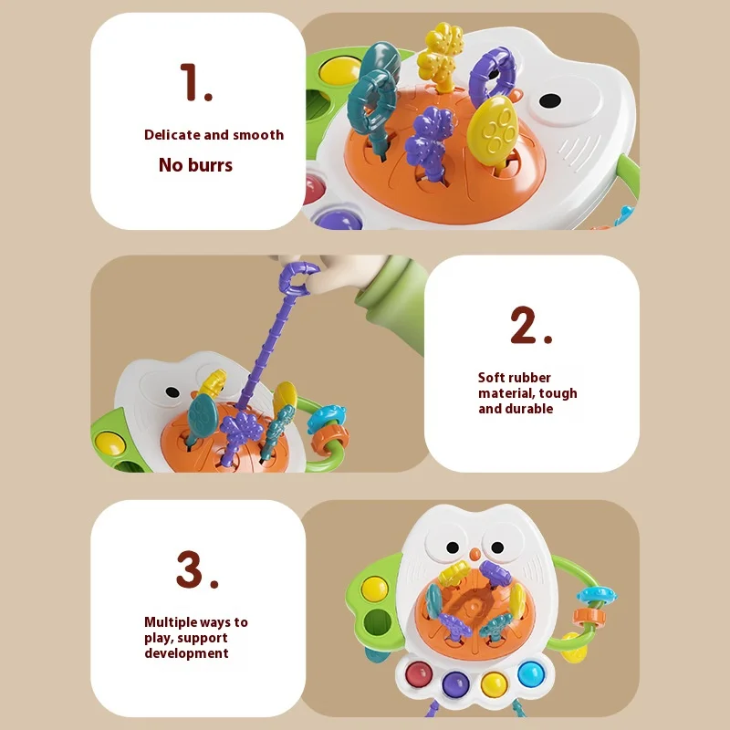 아기를위한 휴대용 만화 올빼미 장난감 지능 개발 치아 껌 Ringbell 재미 있은 그리기 아기 선물