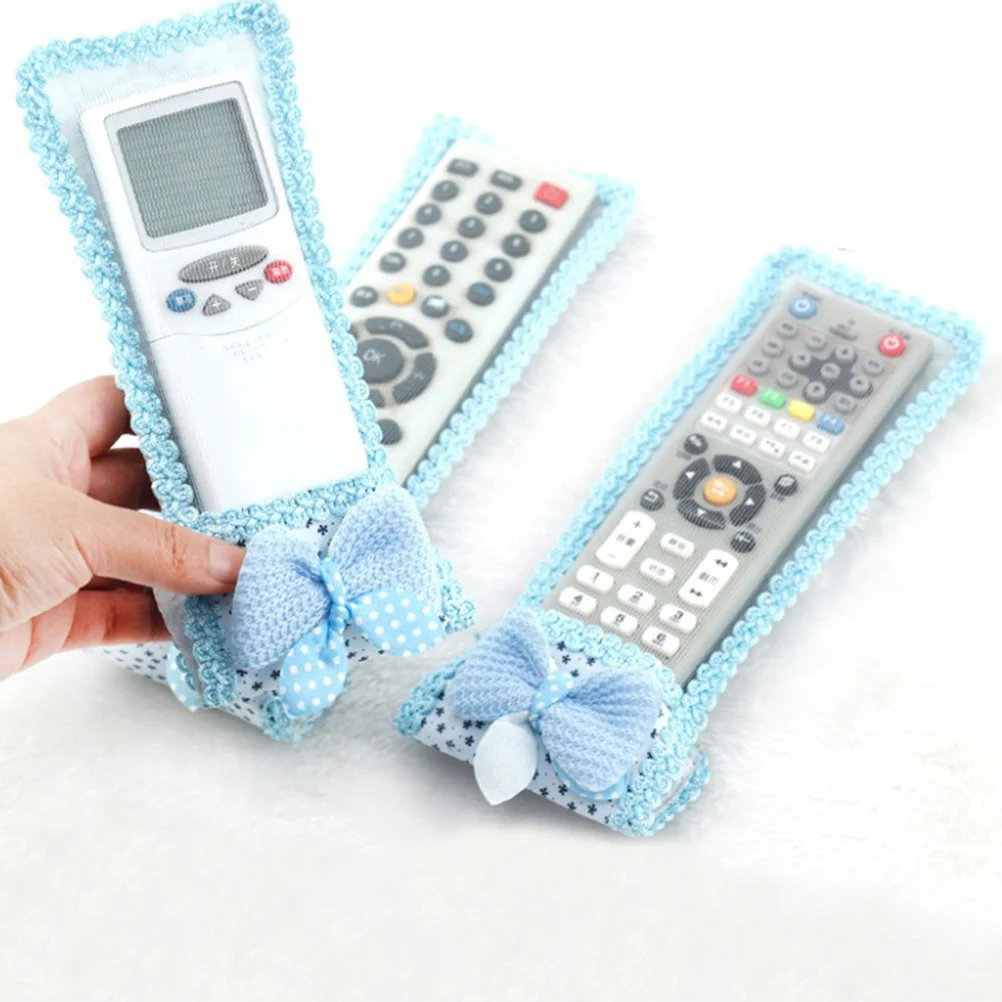 

European Style Lace Cover For Large Remote European Style Lace Cover Control Gypsophila Bow-Knot Dustproof Protective Case Blue