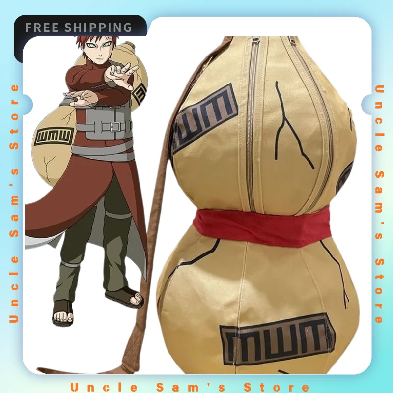 Image of Naruto Sabaku No Gaara Gourd Print Canvas-Rucksack, Anime-Cosplay-Requisite, lässiger Schul-, Reise- und Sportrucksack, Sammlerstück, Geschenk, Spielzeug