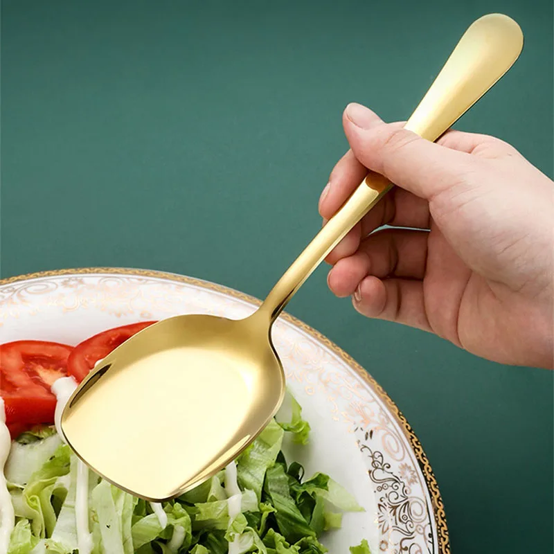 2pcs Stainless steel serving spoon household stainless steel tableware restaurant hotel serving spoon large serving spoon