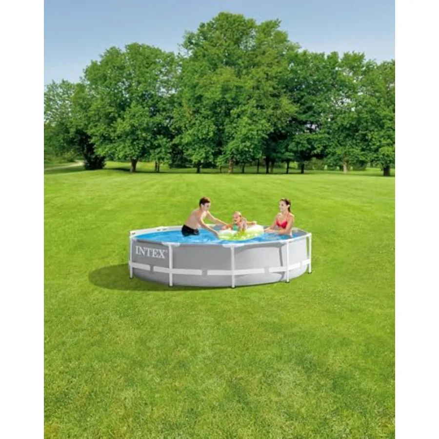 สระว่ายน้ำทรงปริซึม 26700EH รุ่นพรีเมียมแบบตั้งพื้น: ขนาด 10 ฟุต x 30 นิ้ว แข็งแรงทนทานต่อการเจาะทะลุ ป้องกันสนิม ประกอบง่าย