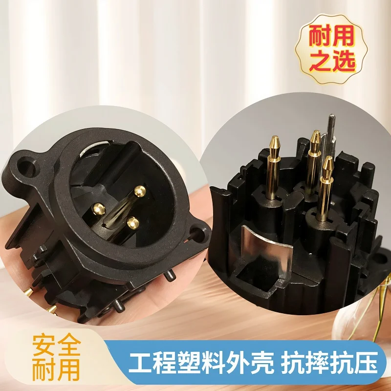 1PCS XLR wire connector, 3pins, male plug wire connector+panel mount type, with protecting cover, for Audio/Video - view 4