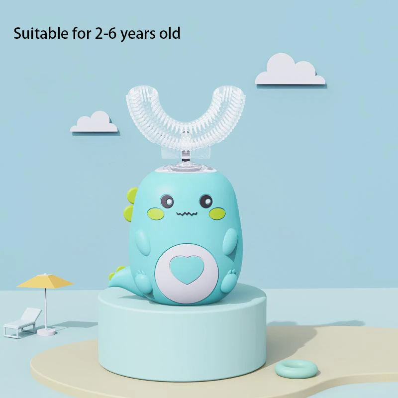 U-vormige elektrische tandenborstel voor kinderen 360 graden slimme cartoon siliconen tandenborstel voor kinderen Automatische oplaadbare sonische tandenborstel
