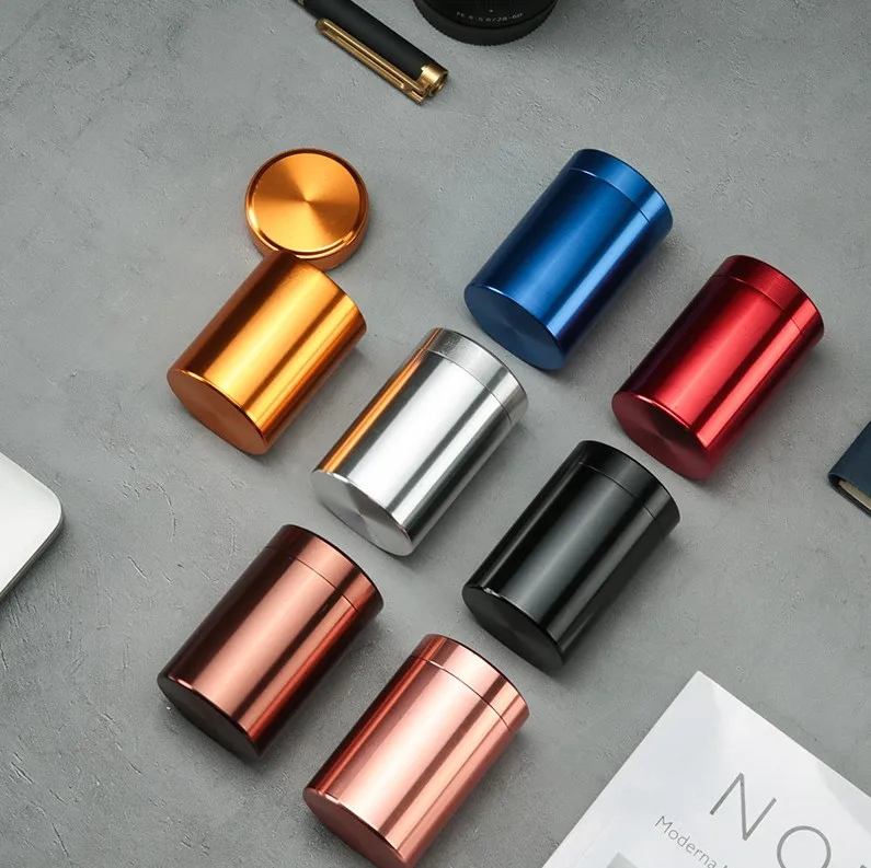 100Pcs Solid Color Airtight Smell Proof Container Aluminum Alloy Herb Stash Metal Sealed Can Tea Jar Storage Boxes ni721 - view 4