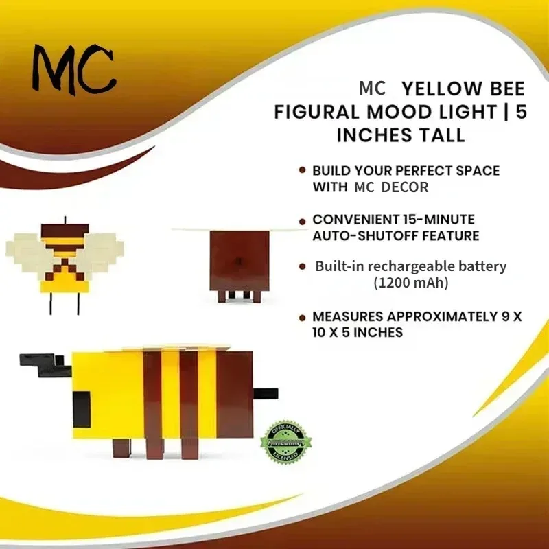 MC لعبة LED لعبة الإبداعية النحل ليلة ضوء MC نموذج غرفة جو المنزل مضيئة الجدول مصباح هدية للأطفال #6