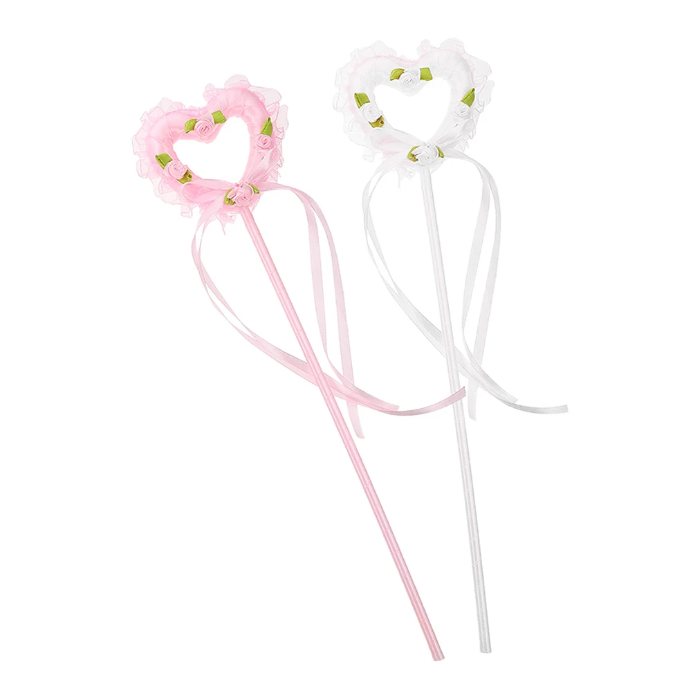 

2pcs Heart Fairy Wand Sparkle For Girls Dress Up Costume Party Props Festival Decoration Fairy Stick Wand Set