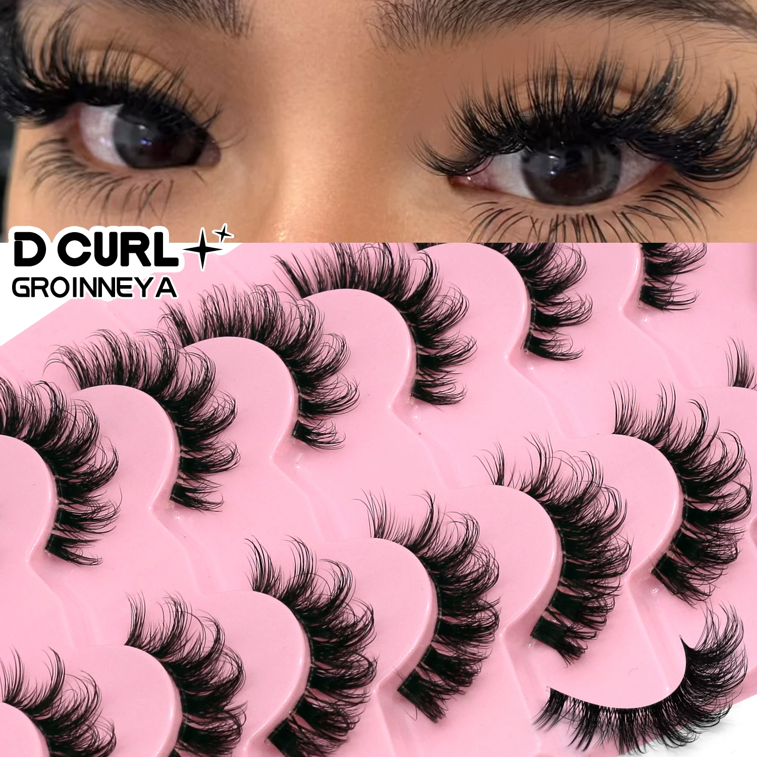 Veltrinay Falsche Wimpern Nerz Wimpern Plüsch 3D Falsche Wimpern Klare Band Akzent Katzenaugenwimpern Falsche Wimpern Make-up