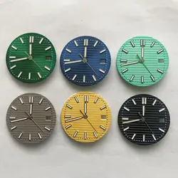 30.5mm Watch Dial Hands Accessory Green Luminous Strip Nail Men's Watch Replacements Parts for Nautilus NH35/NH36 Movement