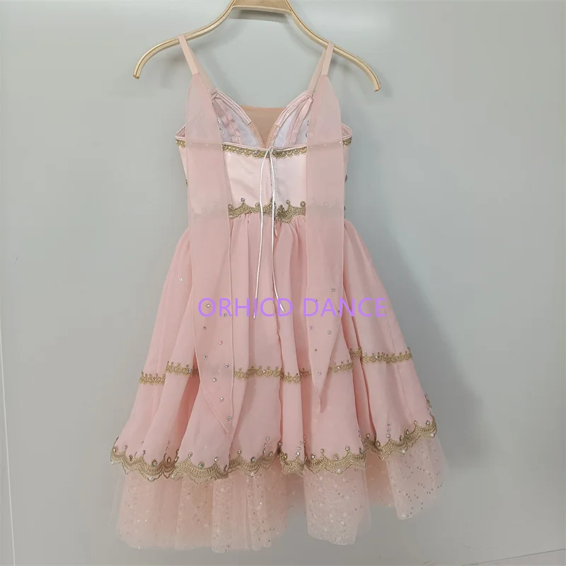 Hot Sale Exquisite Custom Size Kids Girls Performance Wear Modern Ballet Peach Pink Cupid Talisman Lyrical Dance Dress Costumes