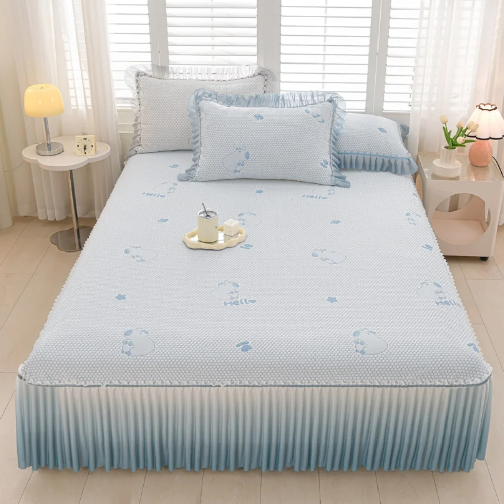 

Bed Skirt Summer Ice Silk 3D Bean Cooling Mat Class-A Three Piece Set Foldable Air Conditioning Materni And Infant ade Ice Silk