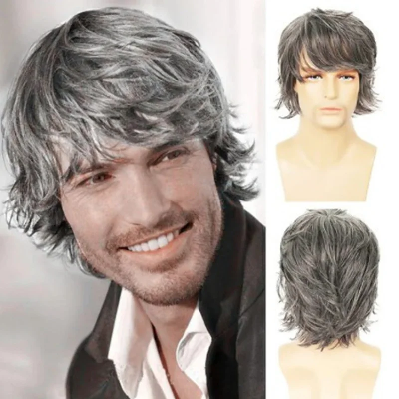 

New European American 's medium-long curly hair, fashionable and voluminous men's curls