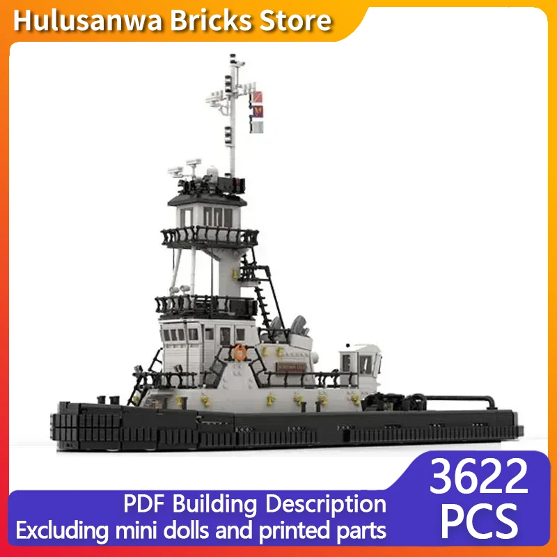 City Boat Model MOC Building Brick  Rescue Grade Super Large Tugboat Modular Technology Gift Holiday Assemble Children Toys Suit