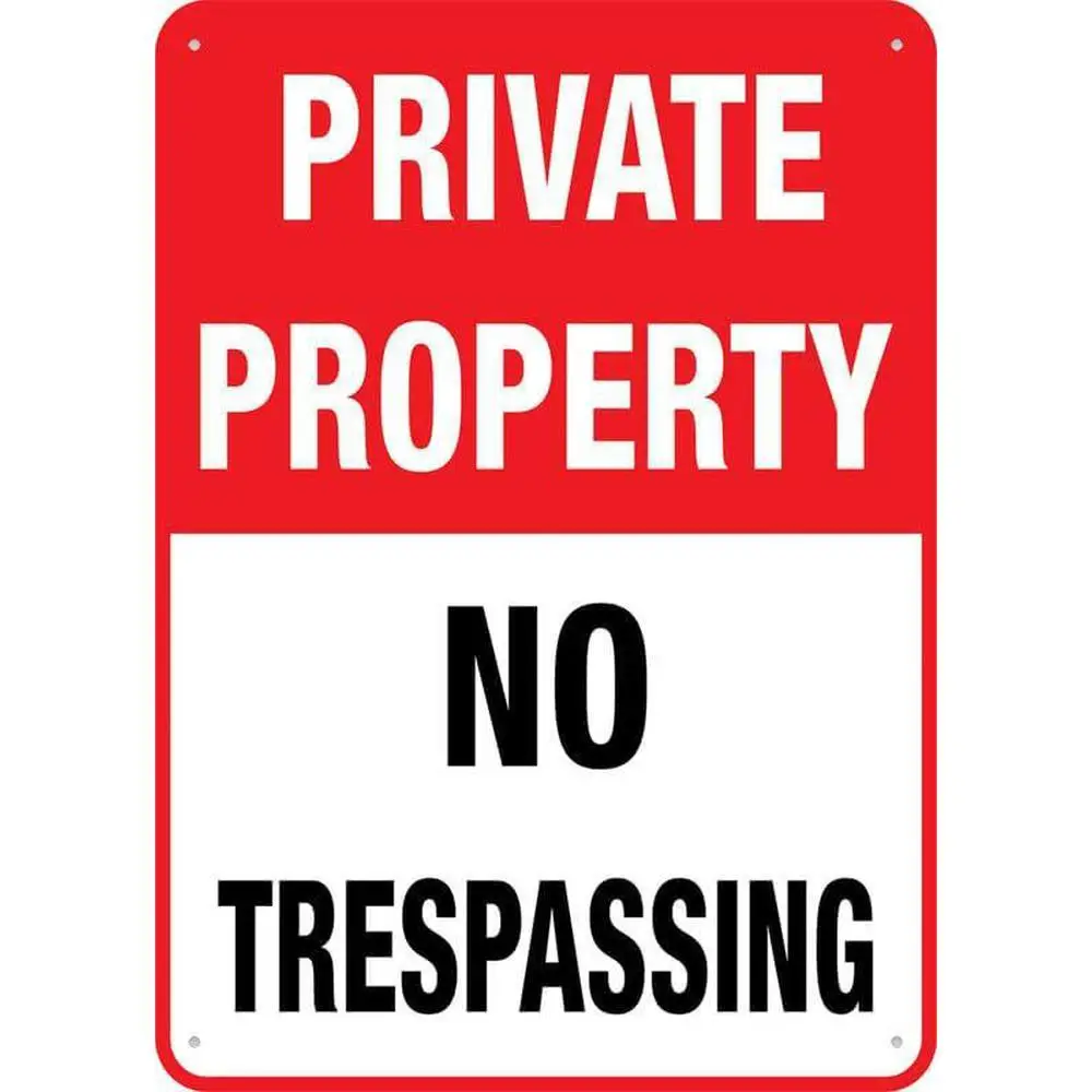 Private Property No Trespassing Sign - Heavy-Duty Iron Metal Outdoor Warning Sign with UV Ink Printing, 20.32x30.48 cm No Entry
