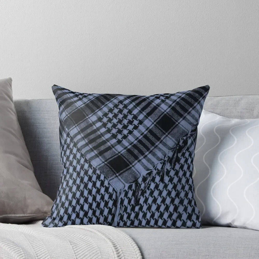 Shemagh - blue and black Throw Pillow Throw Pillow ornamental pillows Pillow