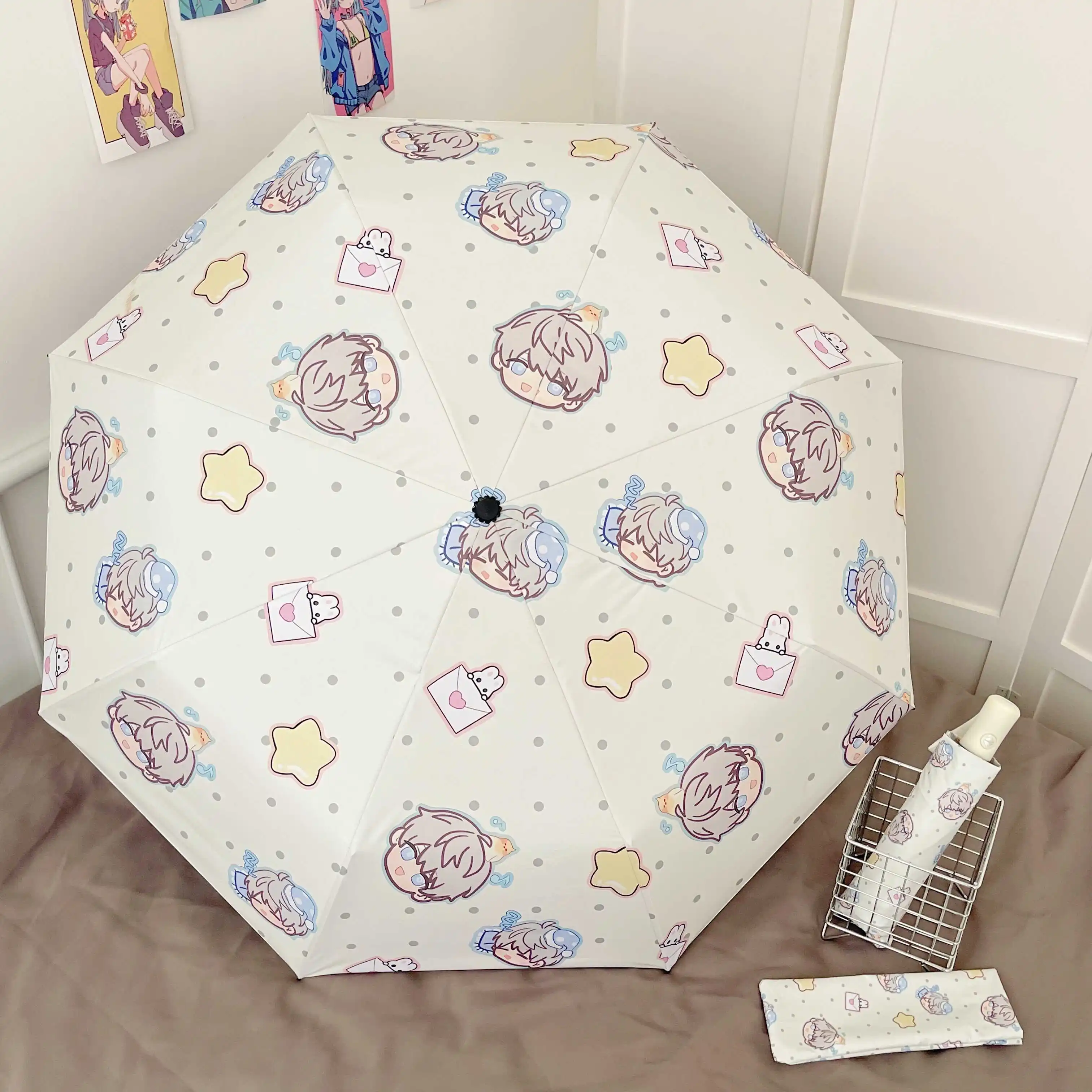 

Love and Deepspace Shen Xinghui Ita Umbrella - Automatic 2-in-1 Rain & Sun, Cute Black Vinyl UV Protection Sunshade for Women