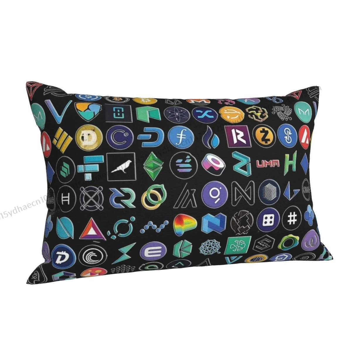 Crypto Logos 3D On Black Pillow Case Bitcoin Cushion Covers Home Sofa Chair Decorative Backpack Covers