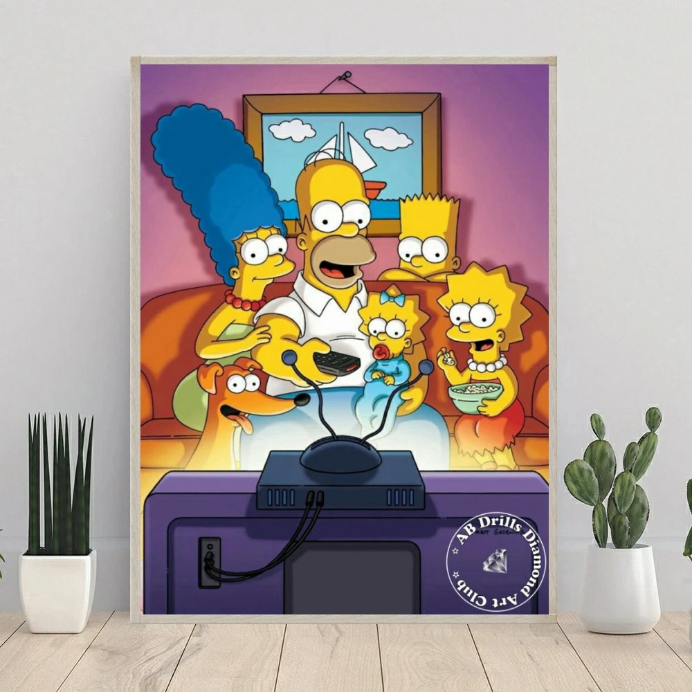 The Simpsons 5D DIY AB Diamond Painting Embroidery Disney Anime Cartoon Cross Stitch Mosaic Pictures Handmade Home Decor Gift