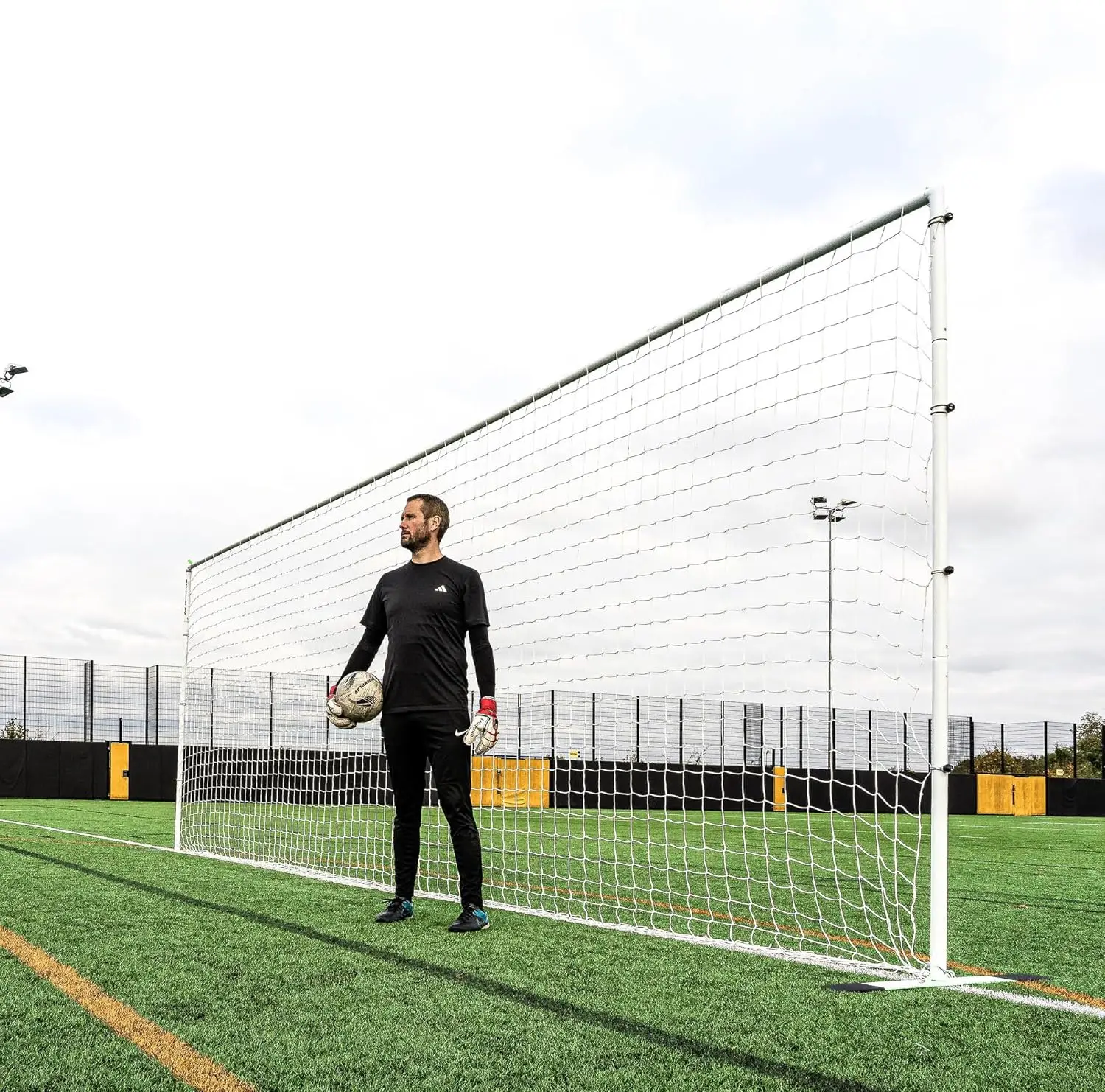 Training Frame - Flat Soccer Goal - Double-Sided Design - Durable Aluminum Construction - Base and Ground Stake