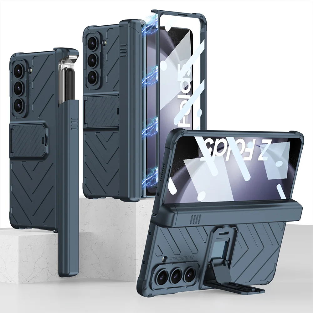 Case for Samsung Galaxy Z Fold 5 5G with Hinge Protection, Z Fold 5 Case Built-in Screen Protector & Kickstand & S Pen Slot Case