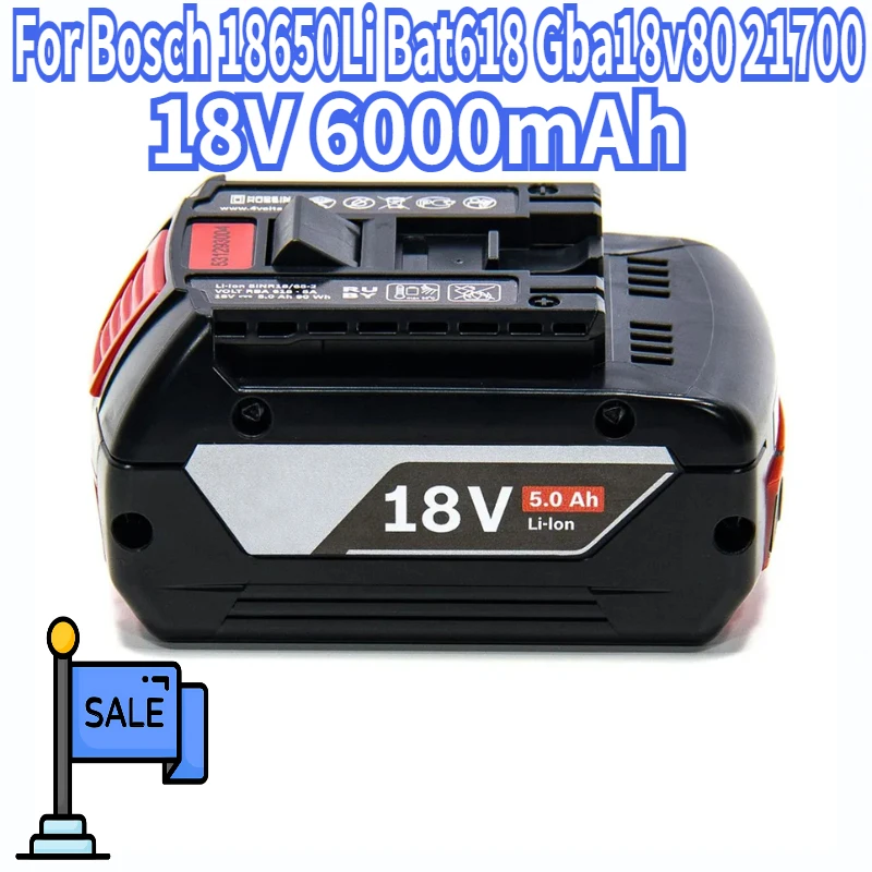 

18V 6000mAh Replacement Battery for Bosch 18V Professional Systeem Draadloze Tools 18650Li Bat618 Gba18v80 21700 Cell