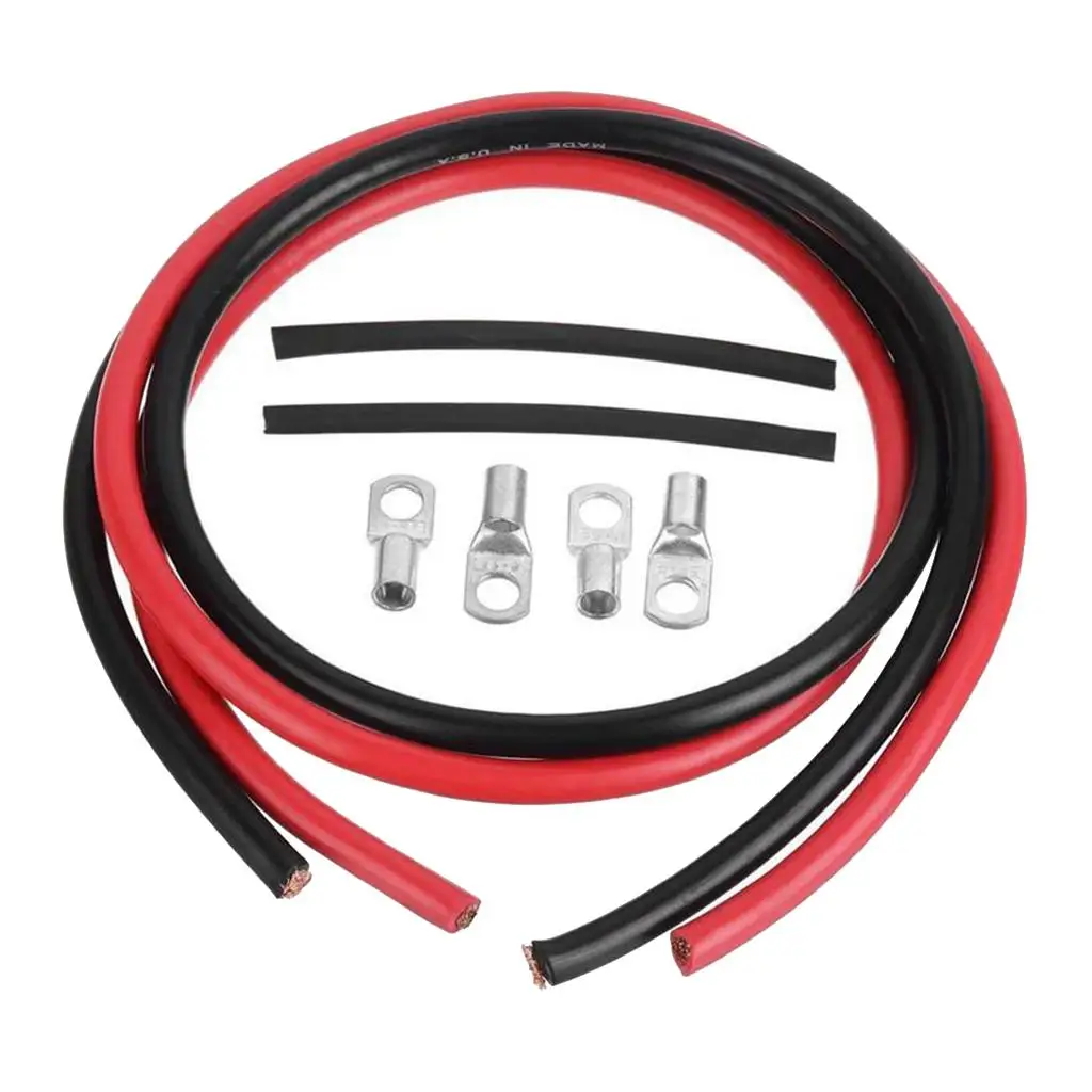 Battery Power Cable Kit with Terminals Red + Black Tinned Copper