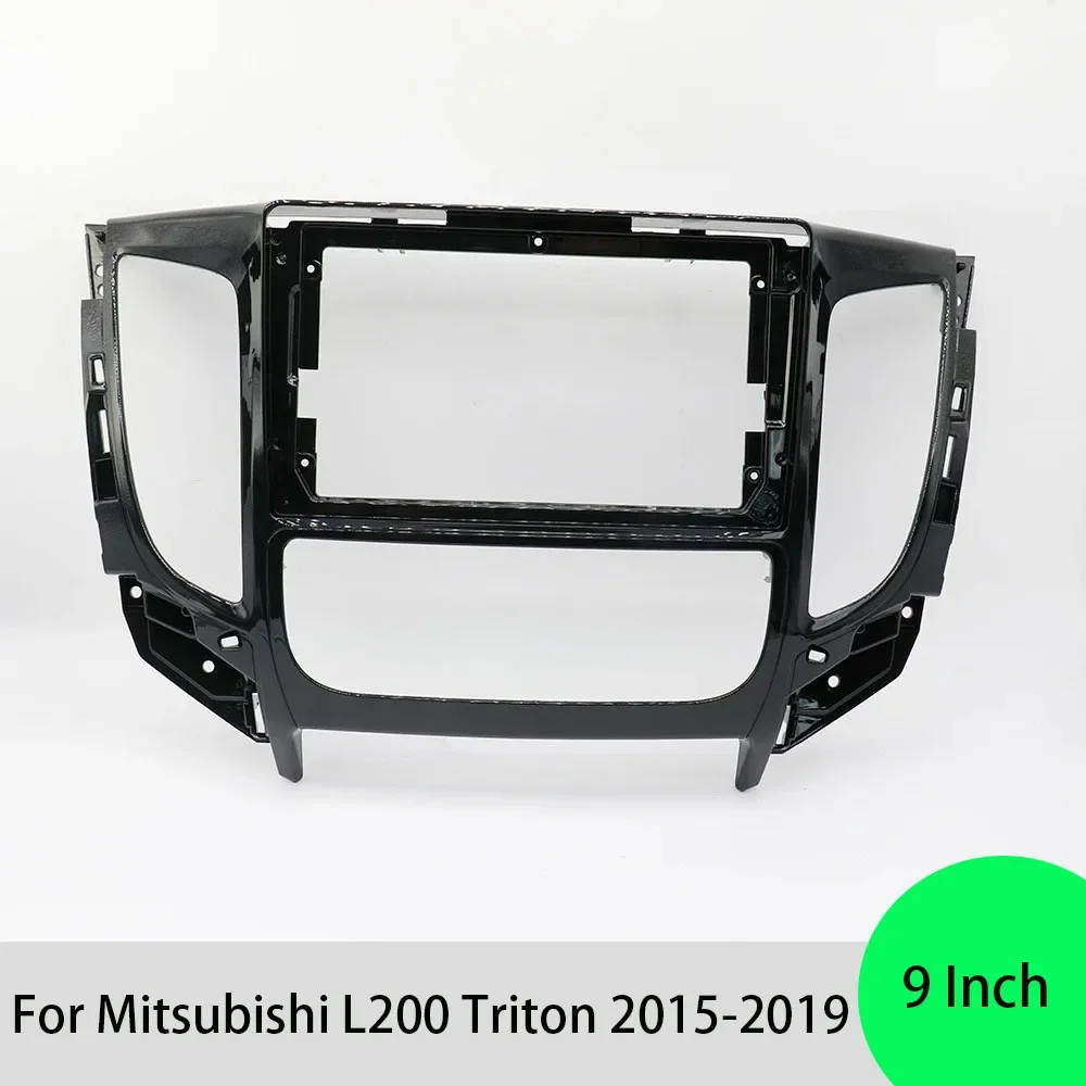 For Mitsubishi L200 Triton 2015-2019 9 Inch Manual AC 2DIN Car Stereo Radio Fascia Navigation Panel Trim Bezel Replacement