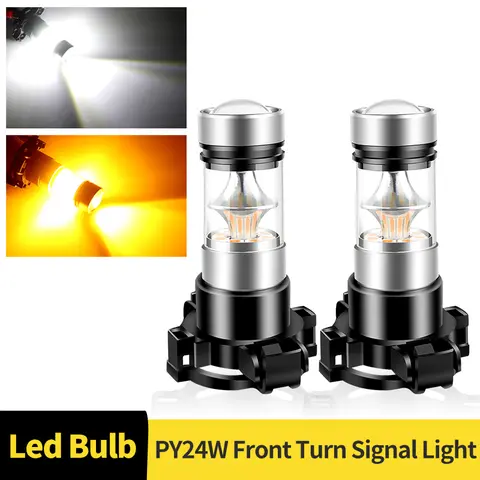 2PCS PY24W LED Front Turn Signal Lights PY24WNA 5200 Amber For Audi BMW 3 5 X Z Series Mercedes Benz Land Rover OEM# 63217161306