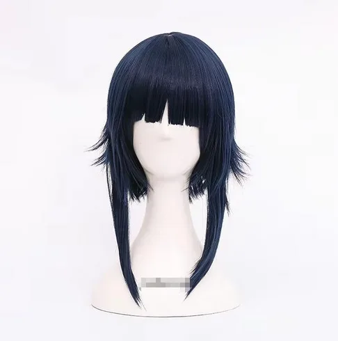 Hyuga Hinata pelucas de Cosplay de Anime, mezcla de cabello sintético negro y azul, esponjoso, fiesta de carnaval, juego de rol, dos estilos + gorro de peluca