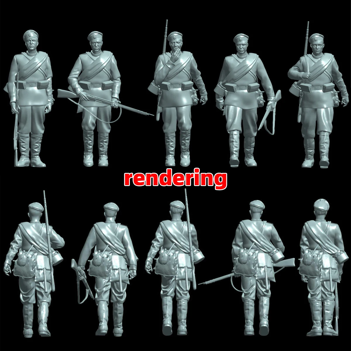 Maßstabsgetreuer Miniatur-Modellbausatz Russische Soldaten im Marsch Figuren Militär 6-teiliges Set 1914–1918 1/35 1/48 1/72 – Detail 4