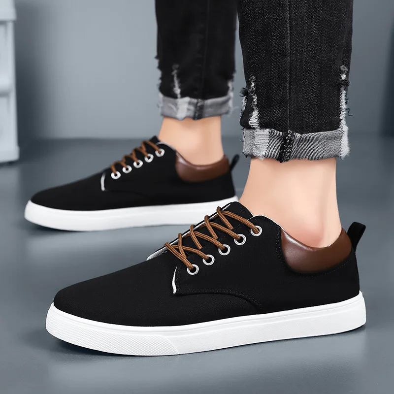 

Fashion Canvas Men's Sneakers Black Lace Up Sping Shoes 2025 Classic Casual Vulcanized Shoes Size 47 48 Mens Spring Sport Shoes
