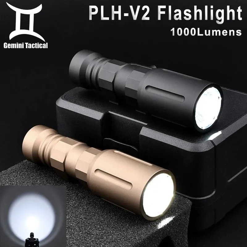 

WADSN PLH-V2 Flashlight Airsoft Plhv2 Hunting Scout White Light 1000Lumens High Power Metal Spotlight Fit 20MM Picatinny Rail