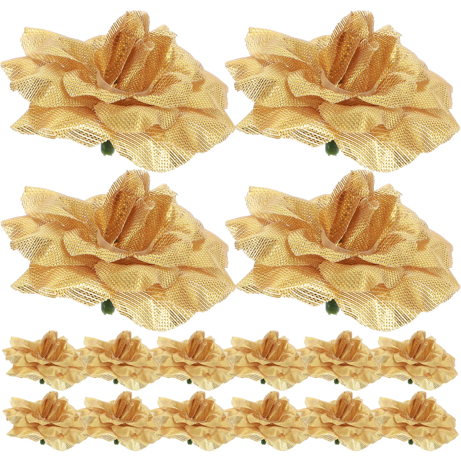 

50Pcs Artificial Silk Rose Flowers Golden Fabric Plastic for Wedding Car Decorations Garland Bows Silk Rose Flower