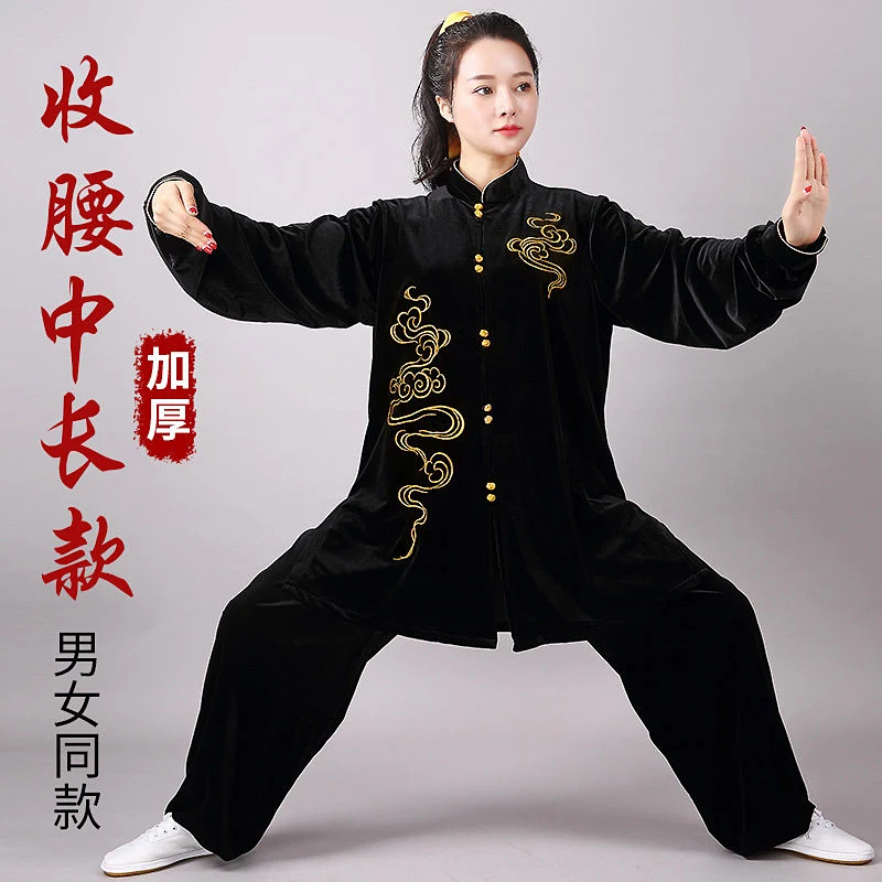Women's Unisex Tai Chi Suit Korean Velvet Embroidered Heavyweight Warm Martial Arts Training & Performance Wear Fall/Winter for