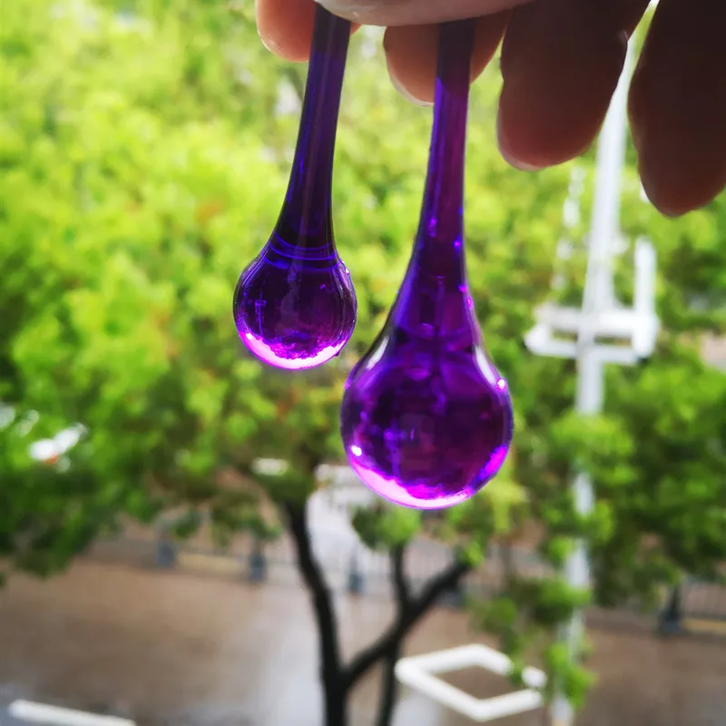 20pcs 20x80mm Glass Dark Purple Chandelier Pendants Raindrop Chandelier Prisms Hanging Ornaments Home Party Decoration+Free ring