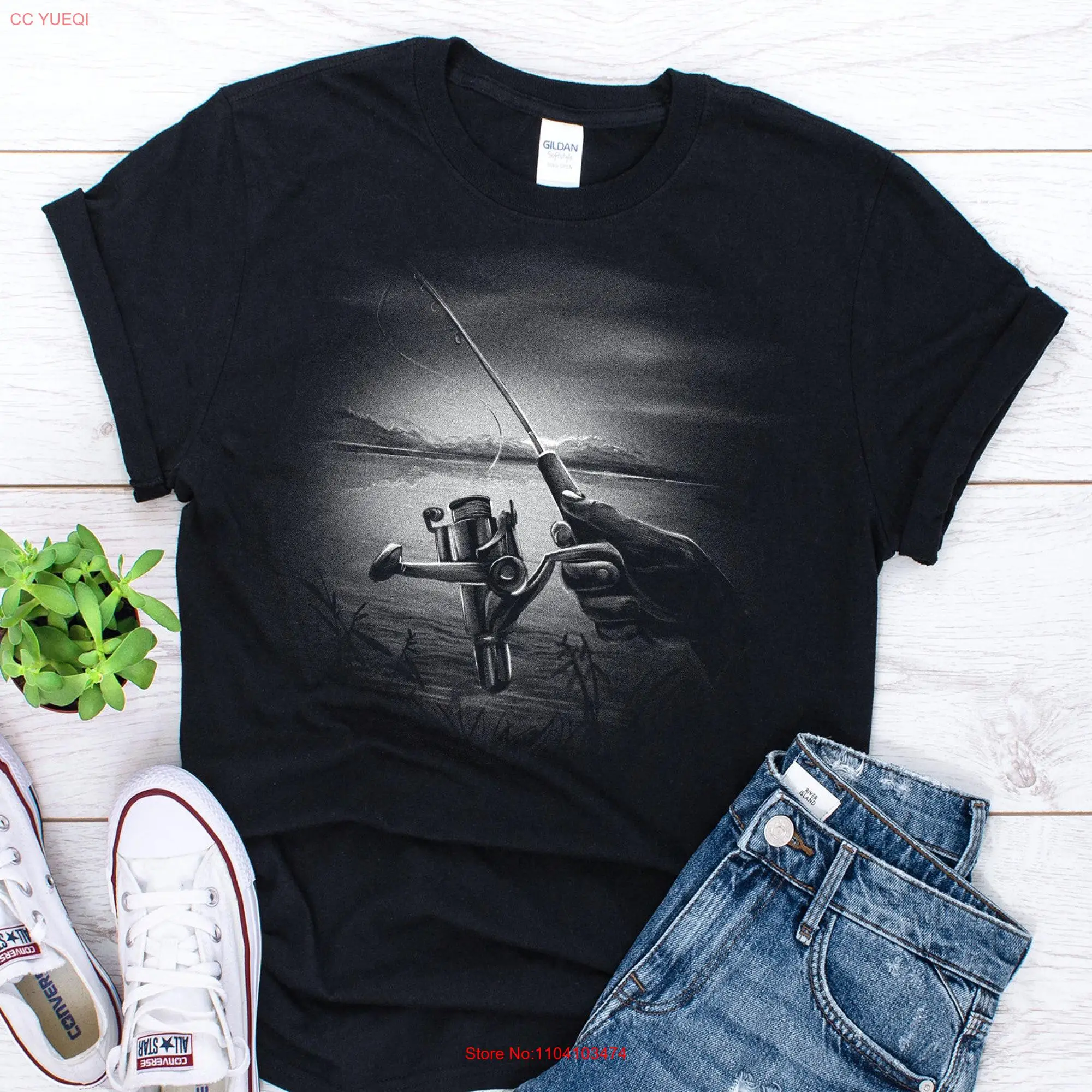 Fishing Monochromatic T Shirt Fisherman For Fish Hunting Girl Lake long or short sleeves